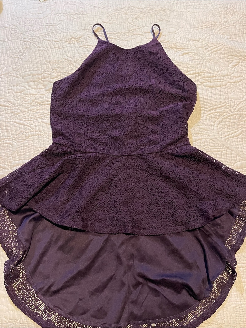 Stoosh Deep Purple Lace Spaghetti-Strap blouse